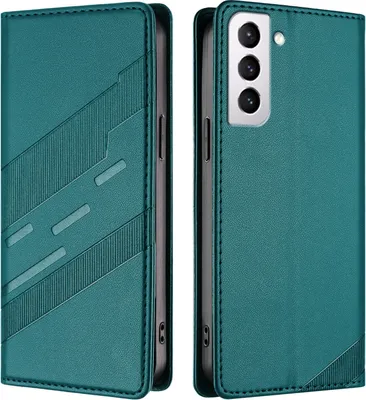 Produktbild von Hülle für Samsung Galaxy S21+ 5G, Kunstleder Brieftaschen Handyhülle mit Kartenfach und Standfunktion Grün