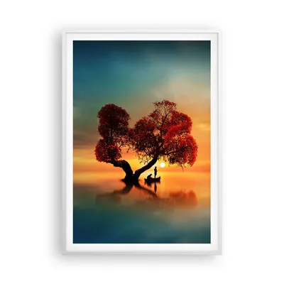 Produktbild von Gerahmtes Poster - Weißer Rahmen - See Natur Nacht - 70x100 cm - Wand Bild - Wanddeko - Wandbilder - Kunstposter - Wandposter - Bilderrahmen - Bilder - Kunstdruck - Wandbild - P2WPA70x100-3458