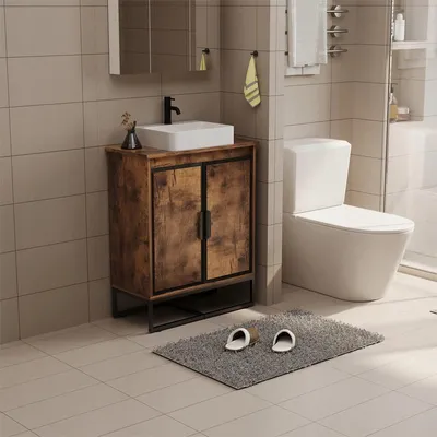 Produktbild von Waschtischunterschrank, 2 Türen, Loft-Stil, Rustikales Braun, 82 cm Ablagefläche