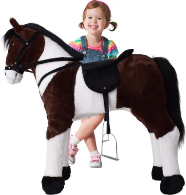 Produktbild von TE-Trend Reitpferd 70 cm Spielzeug Schaukelpferd Pferd zum Draufsitzen braun