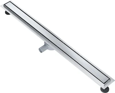 Obrázok produktu pre SONNI 110 cm plochý sprchový žľab s podlahovým odtokom, 360° nastaviteľný sifón, dizajn z nehrdzavejúcej ocele 2 v 1, so zápachovou uzávierkou a okrajovým odtokom so sitkom na vlasy