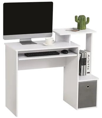 Image de Bureau informatique - Bureau - Table de travail - Bureau avec rangement - Bureau avec tiroir à clavier
