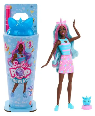 Produktbild von Mattel JCN86 - Barbie - Pop Reveal - Duftende Puppe mit 8 Überraschungen und Farbwechsel, Einhorn-Modepuppe & Haustier, [MHD 01.04.2027]
