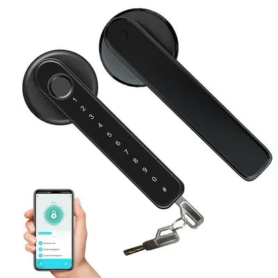 Produktbild von Fingerabdruck Smart Türschloss mit Griff – Keyless, Passwort, App, C-Zylinder, für Wohnung, Büro, Schlafzimmer, Holz- und Sicherheitstüren