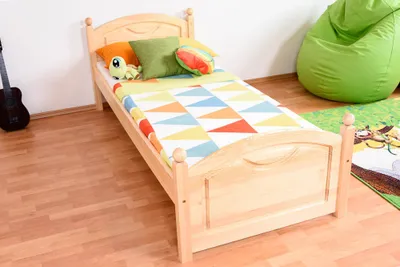 Produktbild von Kinderbett 80 x 200 cm | Massivholz: Kiefer | Natur Lackiert