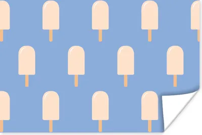 Produktbild von MuchoWow® Poster Eiscreme - Muster - Blau 90x60 cm - Schlafzimmer