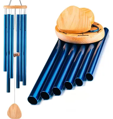 Obrázok produktu pre Windspiel, hliníková dekorácia, 125 cm, 6 kovových trubiek, modrá, pre záhradu a terasu