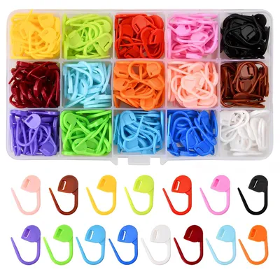 300 Maschenmarkierer, 15 Farben, Kunststoff, mit Box