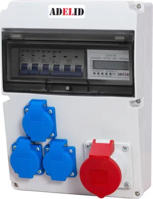 Produktbild von Baustromverteiler Wandverteiler Komplett CEE 32A 400V 3x 16A 230V Schuko LS-Schalter Zähler