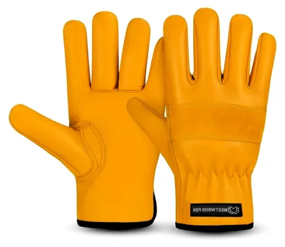 Produktbild von Gartenhandschuhe für Herren und Damen – Sicherheitslederhandschuhe, strapazierfähige Riggerhandschuhe, dornensichere Gartenhandschuhe in Gelb, Größe XL