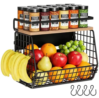 Produktbild von Multifunktionales magnetisches Wandregal für die Küche, Obstkorb & Organizer zur Aufbewahrung
