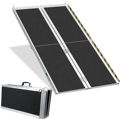 Produktbild von Jopassy Rollstuhlrampe Rollirampe Kofferrampe Auffahrrampe Auffahrschiene 2x faltbar Aluminium 152cm bis 270kg
