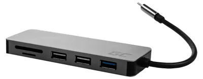 Productafbeelding van AK50 Green Cell AK50 USB-hub met USB 3.2 Gen 1 (3.1 Gen 1) Type-C aansluiting, zilverkleurig