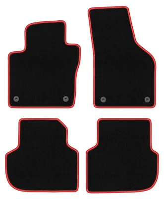 Immagine prodotto di Tappetini in moquette per Volkswagen Jetta VI 2010-2018 (berlina/station wagon) – set 4 pezzi, nero/rosso, su misura – Wielganizator CARLUX