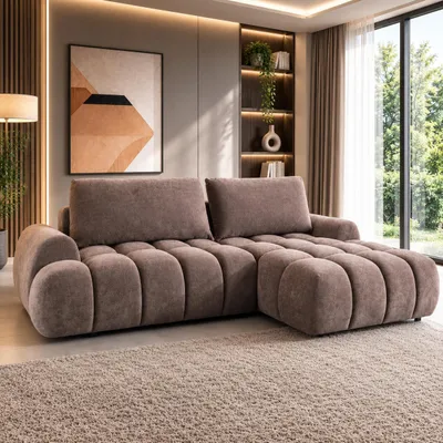 Produktbild von Ecksofa Modernes Sofa mit Schlaffunktion, Bettkasten und 4–5 Sitzplätzen, KI-generiertes Bild