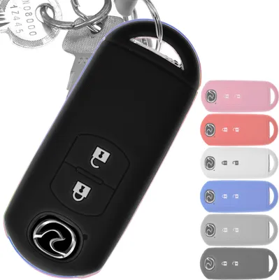 Produktbild von Auto Schlüssel Silikon Schutz Hülle Schwarz kompatibel mit Mazda 2 3 6 CX-3 CX-5 MX-5 2 Tasten 2 Tasten KEYLESS SMARTKEY
