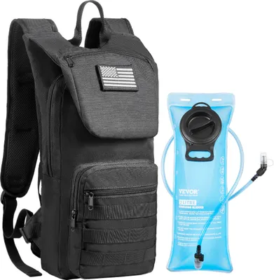 Produktbild von VEVOR Wasserbeutel-Rucksack, Wanderrucksack, geeignet für Wandern, Radfahren und Laufen, kurze Ausflüge, Schwarz, Wasserbeutel-Rucksack für Herren und Damen