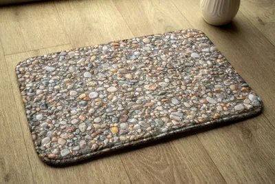 Produktbild von Badteppich Saugfähige - Badezimmer Teppich - Rutschfester Badvorleger Badematte - 90x60 cm - Steiniger Strand