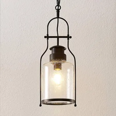 Image de Suspension (lustre) Rozalie (style rétro, vintage, antique) en métal noir (1 ampoule E27) - Lampe de plafond, lampe de table, suspension, luminaire pour couloir