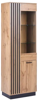 Produktbild von BELIANI Vitrine Braun MDF Holzoptik mit 4 Ablagen 2 Türen Hoch Schmal Modern Stauraum Aufbewahrung Schrank Esszimmer Wohnzimmer
