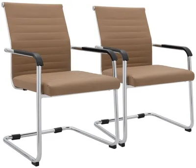 Productafbeelding van Twee bureaustoelen Hakon, lichtbruin, bekleed met kunstleer