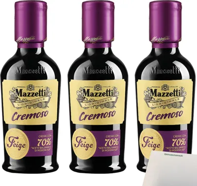 Produktbild von Mazzetti Cremoso 70% Aceto Balsamico I.G.P. & Feige 3er Pack (3x215ml Flasche) + usy Block