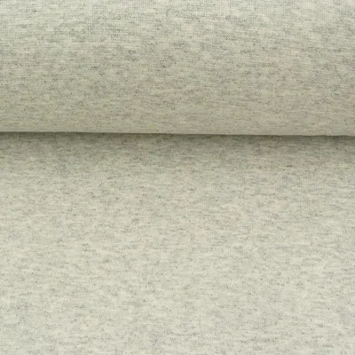 Produktbild von Bündchenstoff Strickschlauch Meterware fein creme grau meliert 37cm