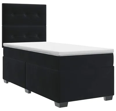 Image de vidaXL Lit boxspring avec matelas noir 90 x 190 cm velours