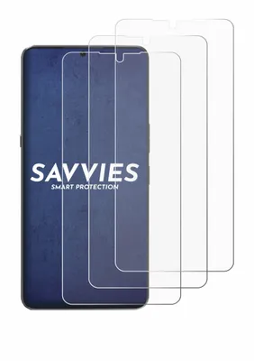 A product shot of multiple screen protectors for a phone, with the brand name visible on one of the protectors.