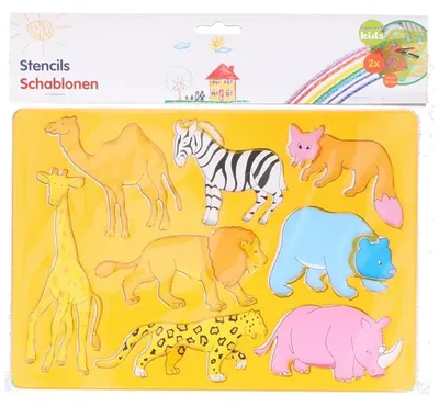 Immagine prodotto di 24x animali pittura stencil set di 2 plastica disegno arte bambini safari leone mix