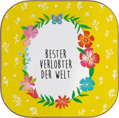 Produktbild von Mr. & Mrs. Panda Untersetzer Glas Verlobter - Weiß - Geschenk, Traummann, gläseruntersetzer, für Gläser, Mann, Tassenuntersetzer, Coaster, Zukünftiger, Ehemann, Verloben