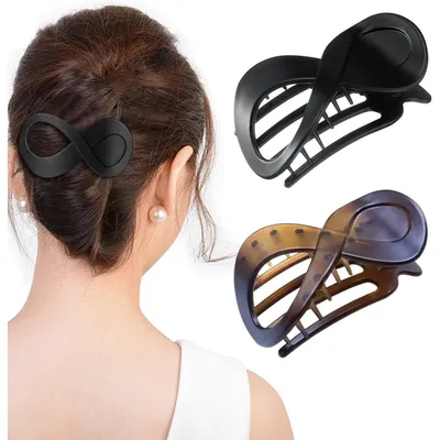 Produktbild von 2 Stück Haarspangen Damen Groß Schildpatt Haarklammer Französisch Hair Clip