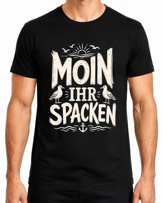 Produktbild von Moin Ihr Spacken Norddeutschland Küste Möwe Statement Sarkasmus Herren T-Shirt, Schwarz, 3XL