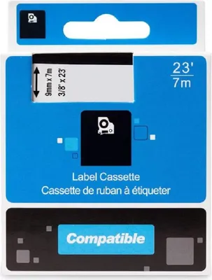 Obrázok produktu pre PRINTLINE kompatibilná páska s DYMO 40921, 9mm, 7m, biela tlač/čierny podklad, D1