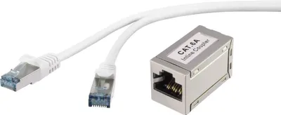 Produktbild von Renkforce RF-3829260 RJ45 Patchkabel CAT 6a S/FTP 15.00 m Grau mit Rastnasenschutz, Flammwidrig 1 St.