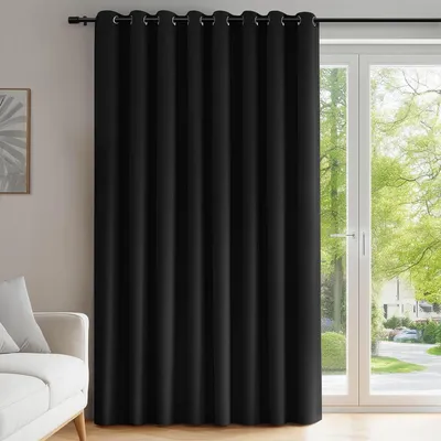 Produktbild von Verdunkelungsgardinen mit Ösen, blickdicht, 242x254 cm, Schwarz, 1 Stück