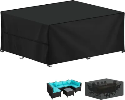 Image de Housses pour salons de jardin - Ensembles de housses pour meubles de jardin - Housses de protection pour meubles de jardin - Tissu Oxford 420D - 360 x 240 x 90 cm - Noir