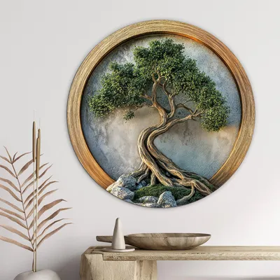 Obrázok produktu pre Drevený obraz stromu života - Stabilita 45x45 cm, Prémiová kvalita, Vytlačené na dreve, Sýte farby