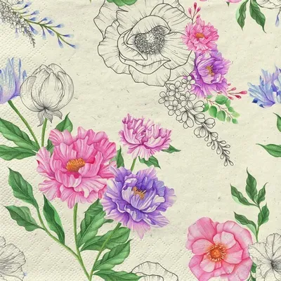 Produktbild von 20 Servietten nachhaltig Gras Pink Blossoms - Moderne Blumenwelt 33x33cm