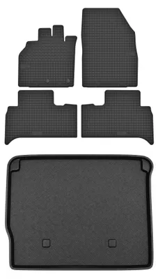 Zdjęcie produktu dla Dywaniki gumowe + mata bagażnika do Renault Scenic II 2003-2009 (minivan/kombi, standardowy bagażnik) – czarne, dopasowane – Wielganizator