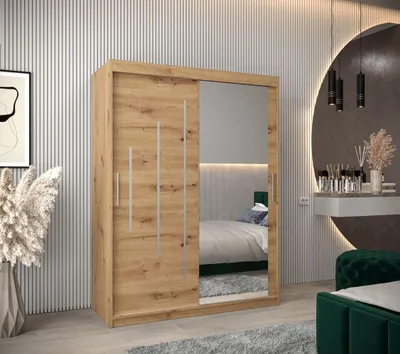 Produktbild von Kleiderschrank mit Spiegel ROZALIE – Breite 150 cm, Eiche artisan