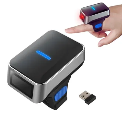 Zdjęcie produktu dla Bezprzewodowy skaner magazynowy czytnik kodów 1D 2D QR Na palec bluetooth