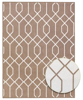 Produktbild von Primaflor Indoor- & Outdoorteppich REVERSO Geo Braun 120x160cm - Wetterfester Wendeteppich - Flachgewebte Lounge Teppich für Balkon & Terrasse