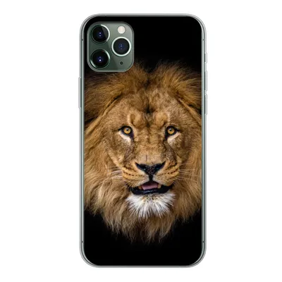Produktbild von MuchoWow® Handyhülle Schutzhülle Hülle für iPhone 11 Pro Max Löwe - Porträt - Schwarz - Tiere Silikon Softcase Handy Hülle - Schutz