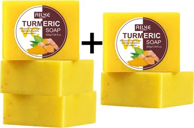 Obrázek produktu pro Přírodní mýdlo do koupele s kurkumou, čistící, hydratační, koupíte 3, dostanete 2
