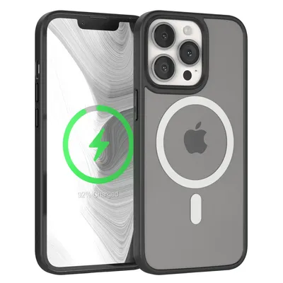 Produktbild von EAZY CASE - Outdoor Case mit MagSafe Funktion kompatibel mit Apple iPhone 13 Pro, induktives Laden, stoßfest, Silikonhülle mit Kameraschutz in Schwarz