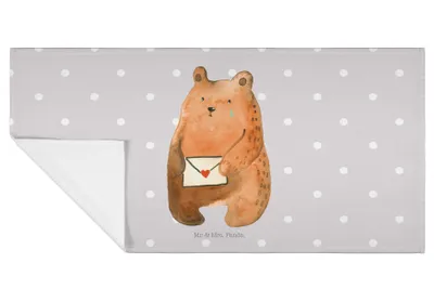 Produktbild von Mr. & Mrs. Panda Handtuch Bär Liebesbrief - Grau Pastell - Geschenk, Flauschtuch, Frotteehandtuch, Teddy, Freundin, Liebeskummer, Baumwollhandtuch, 50x100, Partner
