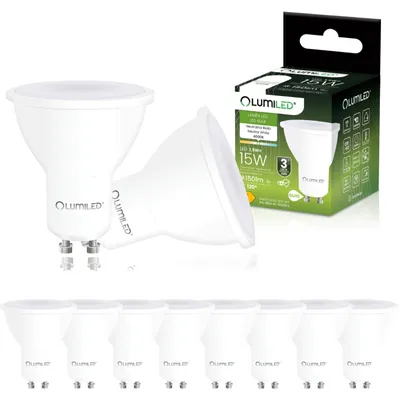 Produktbild von LUMILED GU10 LED Lampe PAR16 1,5W 150lm 4000K Neutralweiß 120° Nicht Dimmbar 10 Stück Energiesparendes LED Leuchtmittel Strahler Reflektor Spot entspricht 15W für Küche Wohnzimmer Büro Flur 10 Stück Lampen