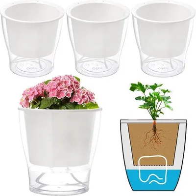 Produktbild von Famanu Pflanzenkübel Set 4er 7" - Selbstbewässernd, Transparent