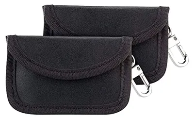 Produktbild von Autoschlüsseltasche: 2er-Set RFID-Schutztaschen für schlüssellose Fahrzeugschlüssel, Kunstleder